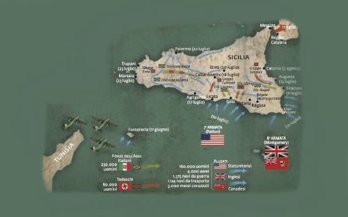 Mappa Operazione Husky in Sicilia